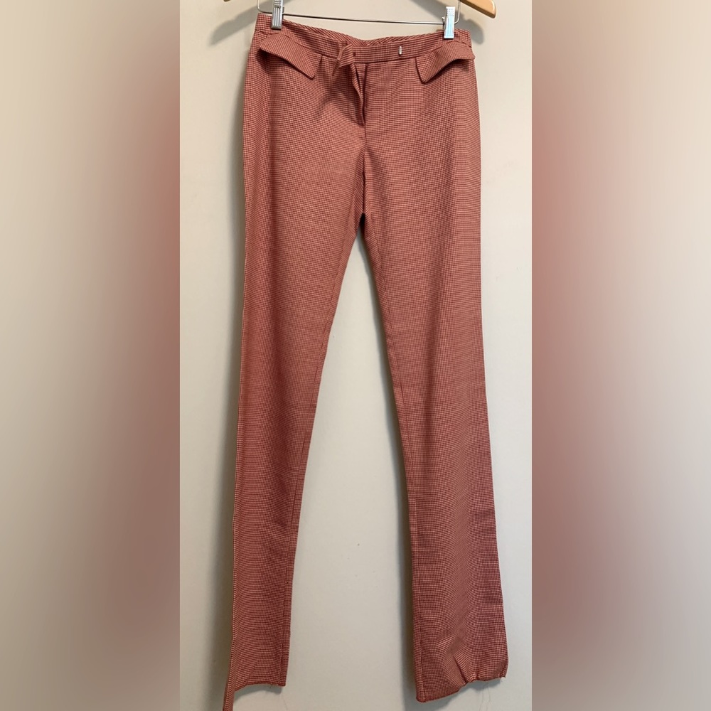 Alexander McQueen red houndstooth pant